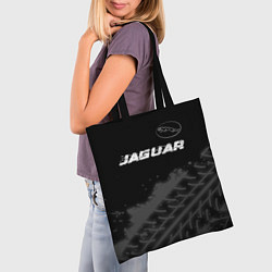 Сумка-шопер Jaguar speed на темном фоне со следами шин: символ, цвет: 3D-принт — фото 2