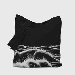 Сумка-шопер Черные бущующие волны, цвет: 3D-принт