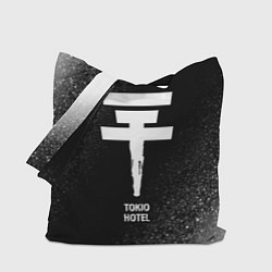 Сумка-шопер Tokio Hotel glitch на темном фоне, цвет: 3D-принт