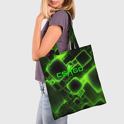 Сумка-шопер CS GO зеленые кислотные плиты, цвет: 3D-принт — фото 2