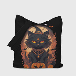 Сумка-шопер Черный кот в хеллоуине, цвет: 3D-принт