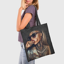 Сумка-шопер Девушка с татуировками, цвет: 3D-принт — фото 2