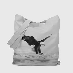 Сумка-шопер Орёл в облаках черно-белый, цвет: 3D-принт