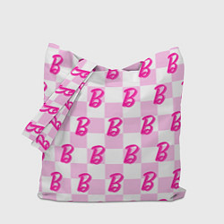 Сумка-шопер Розовая шашка и Барби, цвет: 3D-принт