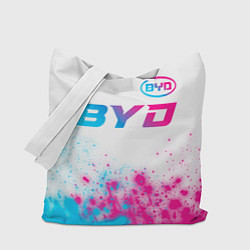 Сумка-шопер BYD neon gradient style: символ сверху, цвет: 3D-принт