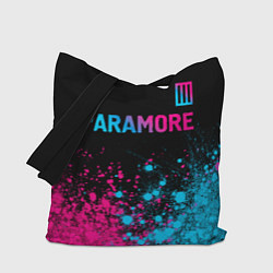 Сумка-шопер Paramore - neon gradient: символ сверху, цвет: 3D-принт