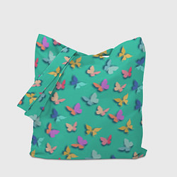 Сумка-шопер Разноцветные бабочки, цвет: 3D-принт
