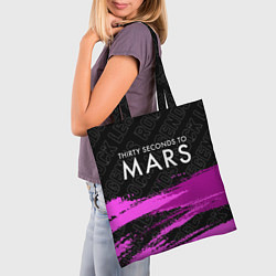 Сумка-шопер Thirty Seconds to Mars rock legends: символ сверху, цвет: 3D-принт — фото 2