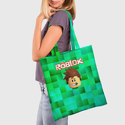 Сумка-шопер Roblox head на пиксельном фоне, цвет: 3D-принт — фото 2