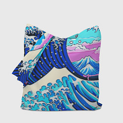 Сумка-шопер Большая волна в Канагаве сакура, цвет: 3D-принт