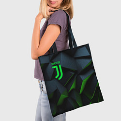 Сумка-шопер Juventus black green logo, цвет: 3D-принт — фото 2