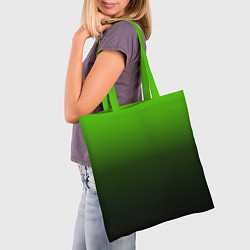 Сумка-шопер Градиент ядовитый зеленый - черный, цвет: 3D-принт — фото 2