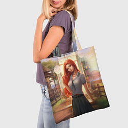 Сумка-шопер Девушка лисица ученица, цвет: 3D-принт — фото 2