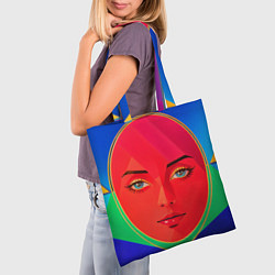 Сумка-шопер Девушка красноликая овал в прямоугольнике, цвет: 3D-принт — фото 2