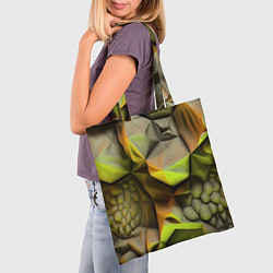 Сумка-шопер Зеленая объемная космическая текстура, цвет: 3D-принт — фото 2