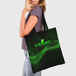Сумка-шопер CSGO green abstract, цвет: 3D-принт — фото 2