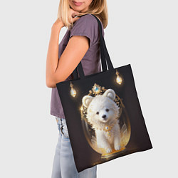 Сумка-шопер Белый медвежонок с фонариками, цвет: 3D-принт — фото 2