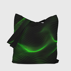 Сумка-шопер Зеленая абстракция на черном фоне, цвет: 3D-принт