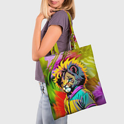 Сумка-шопер Funny lion cub - pop art, цвет: 3D-принт — фото 2