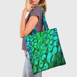 Сумка-шопер Объемная зеленая текстура в виде чешуи, цвет: 3D-принт — фото 2
