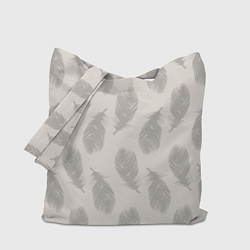 Сумка-шопер Бежевый паттерн с перьями, цвет: 3D-принт