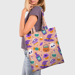 Сумка-шопер Halloween skulls pattern, цвет: 3D-принт — фото 2