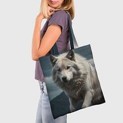 Сумка-шопер Белый волк вожак стаи, цвет: 3D-принт — фото 2