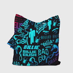 Сумка-шопер Billie Eilish neon pattern, цвет: 3D-принт