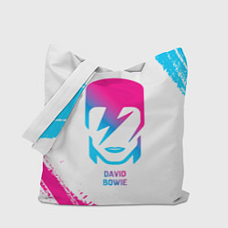 Сумка-шопер David Bowie neon gradient style, цвет: 3D-принт
