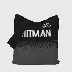 Сумка-шопер Hitman glitch на темном фоне: символ сверху, цвет: 3D-принт
