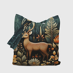 Сумка-шопер Лесной олень в стиле фолк-арт, цвет: 3D-принт