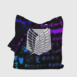 Сумка-шопер Неоновые лого атака титанов, цвет: 3D-принт