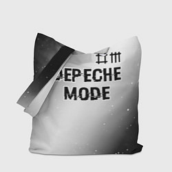 Сумка-шопер Depeche Mode glitch на светлом фоне: символ сверху, цвет: 3D-принт