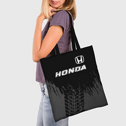 Сумка-шопер Honda speed на темном фоне со следами шин посереди, цвет: 3D-принт — фото 2