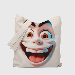 Сумка-шопер Сумасшедшее лицо мультяшки, цвет: 3D-принт