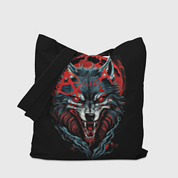 Сумка-шопер Логотип рок группы Алиса на фоне волка, цвет: 3D-принт