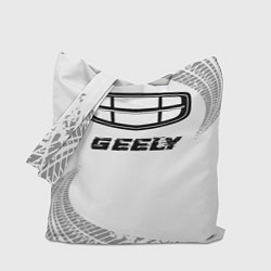Сумка-шопер Geely speed на светлом фоне со следами шин, цвет: 3D-принт
