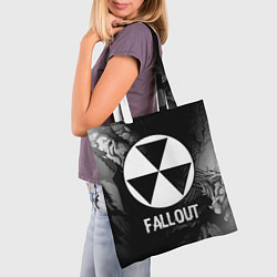 Сумка-шопер Fallout glitch на темном фоне, цвет: 3D-принт — фото 2