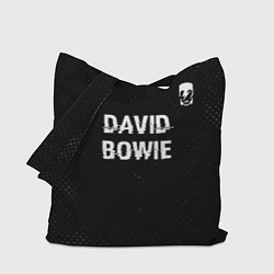 Сумка-шопер David Bowie glitch на темном фоне посередине, цвет: 3D-принт