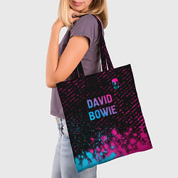 Сумка-шопер David Bowie - neon gradient посередине, цвет: 3D-принт — фото 2
