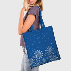 Сумка-шопер Текстура снежинок на синем фоне, цвет: 3D-принт — фото 2