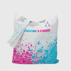 Сумка-шоппер Assassins Creed neon gradient style посередине
