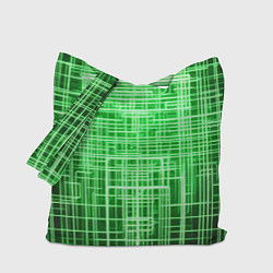Сумка-шопер Зелёные неоновые полосы киберпанк, цвет: 3D-принт