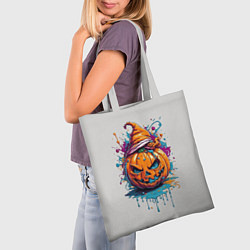 Сумка-шопер Хэллоуинская тыква в красках, цвет: 3D-принт — фото 2