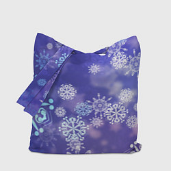 Сумка-шопер Крупные снежинки на фиолетовом, цвет: 3D-принт