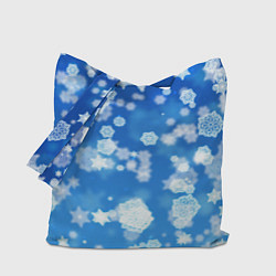 Сумка-шопер Декоративные снежинки на синем, цвет: 3D-принт