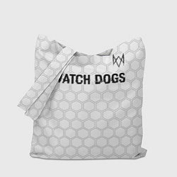 Сумка-шоппер Watch Dogs glitch на светлом фоне посередине