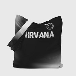 Сумка-шопер Nirvana glitch на темном фоне посередине, цвет: 3D-принт