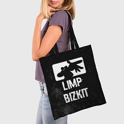 Сумка-шопер Limp Bizkit glitch на темном фоне, цвет: 3D-принт — фото 2