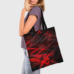 Сумка-шопер Черно красные текстуры, цвет: 3D-принт — фото 2